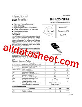 IRFIZ24NPBF Datasheet PDF International Rectifier