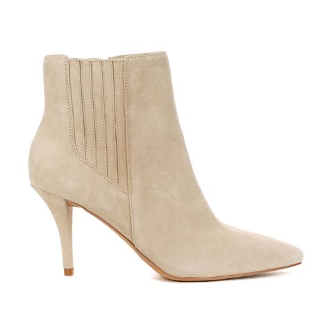 Vince Camuto Ambind Almond Beige Suede Heeled Booties WOOKI