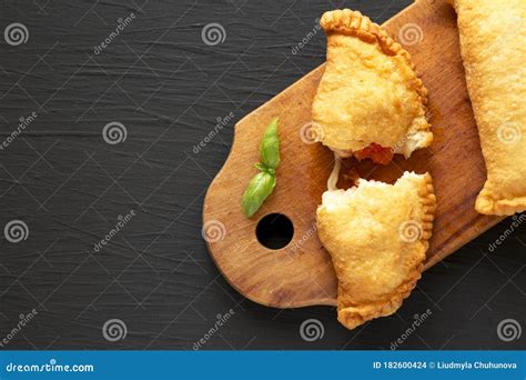 Homemade Deep Fried Italian Panzerotti Calzone With Tomato And