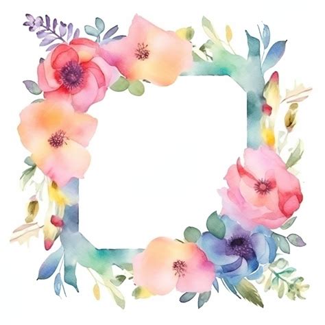 Premium AI Image | Watercolor floral frame with a watercolor flower border