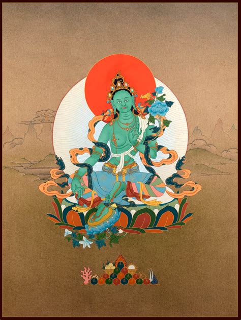 Green Tara I Thangka Enlightenment Dakini As Art