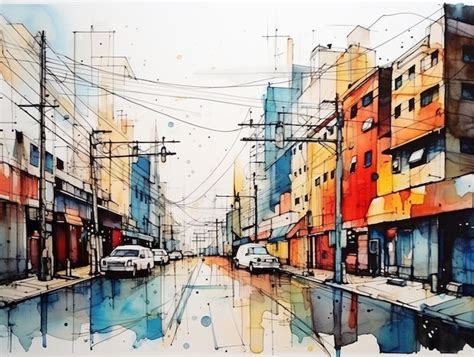 Premium AI Image | Watercolor Cityscape