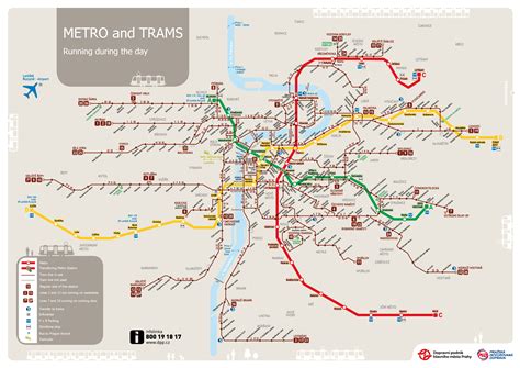 Large Detailed Metro And Tram Map Of Prague City Prague Czech