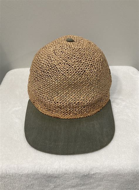 Mens Rare Vtg Bailey Usa Made Brown Woven Straw Baseball Cap With