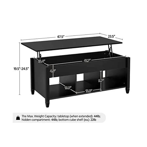 Yaheetech Black Coffee Table 475in Lift Top Coffee Table Lift Up