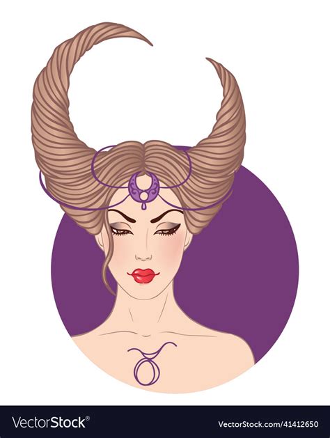 Taurus Astrological Sign As A Beautiful Girl Vector Image