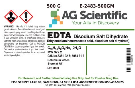 E 2483 500GM EDTA Disodium Salt 500 G