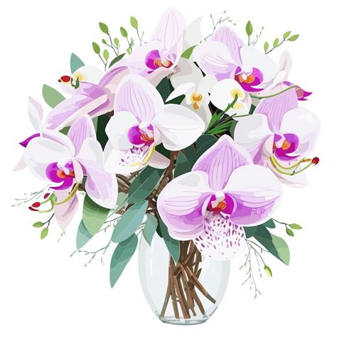 Aquarelle Bouquet De Fleurs Orchidées Illustration Vectorielle