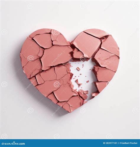 A Broken Pink Heart On A White Surface Generative Ai Image Broken Heart Stock Illustration