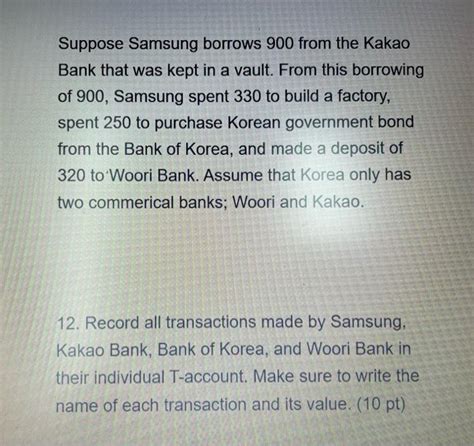 Solved Suppose Samsung Borrows 900 From The Kakao Bank That Chegg