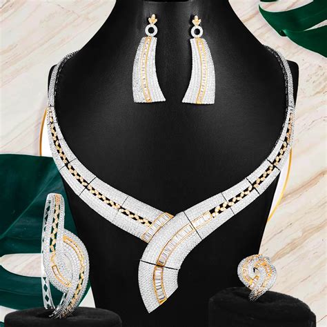 Godki Luxury Baguette Geometric 4pcs African Jewelry Set For Women