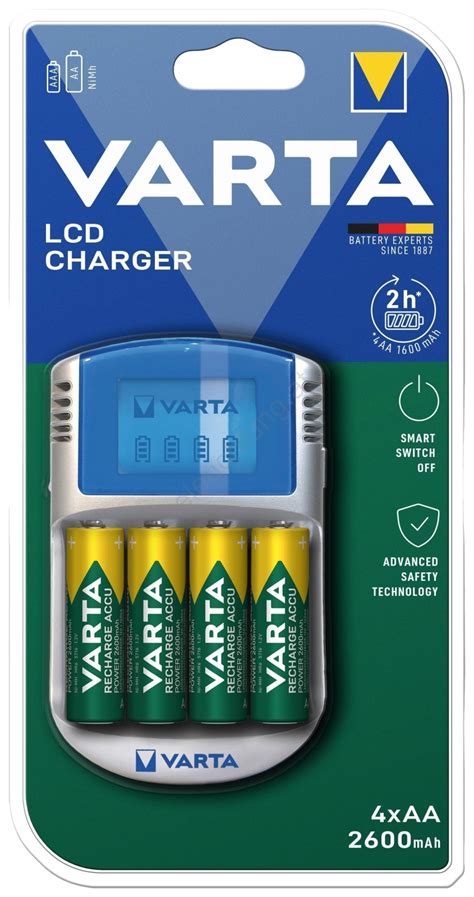 Varta 57070201451 LCD Batterieladegerät 4xAA AAA 2600mAh 5V Beleuchtung