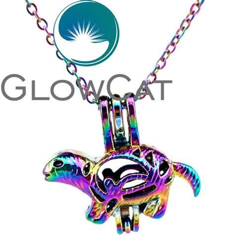 Cc Rainbow Colors Sea Turtle Beads Cage Pendant Essential Oil