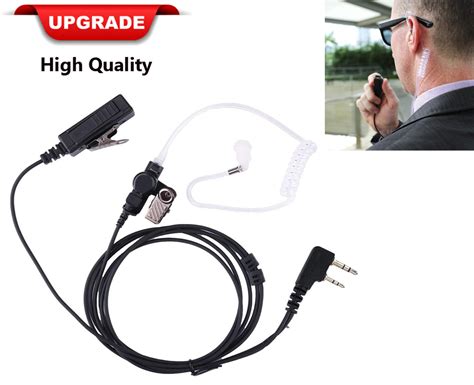 Covert Air Acoustic Tube Walkie Talkie Earpiece Headset With Mic Compatible With 2 Pin Kenwood