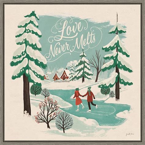 Amanti Art Winter Bliss V Ice Skating Framed Canvas Wall Art