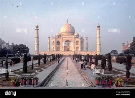 The Taj Mahal An Ivory White Marble Mausoleum In Agra Uttar Pradesh