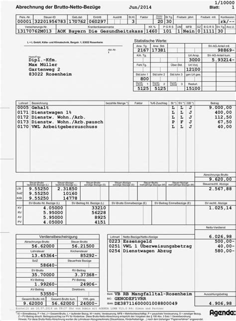 Abrechnung Brutto Netto Bez Ge Vorlage Sch Nste Vwl