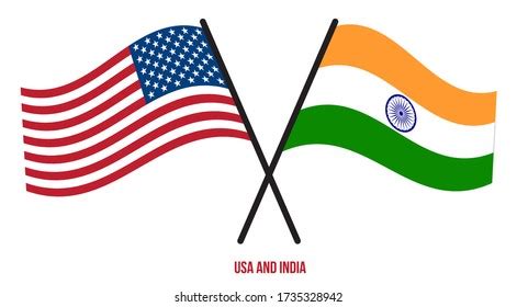 Usa India Flags Crossed Waving Flat Stock Vector Royalty Free