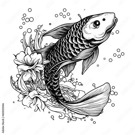 Koi Fish With Flowers Fishing Svg Bass Fish Svg Fish Clipart Fish