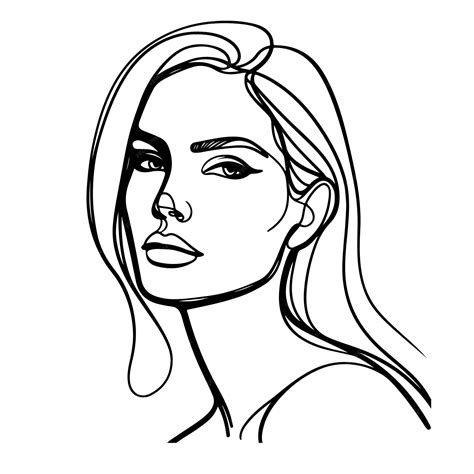 Premium Vector Beautiful Women Face Line Illustration