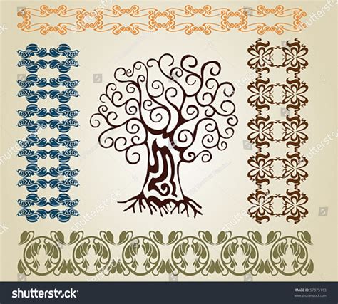 Art Nouveau Tree Stock Vector Illustration 57875113 : Shutterstock