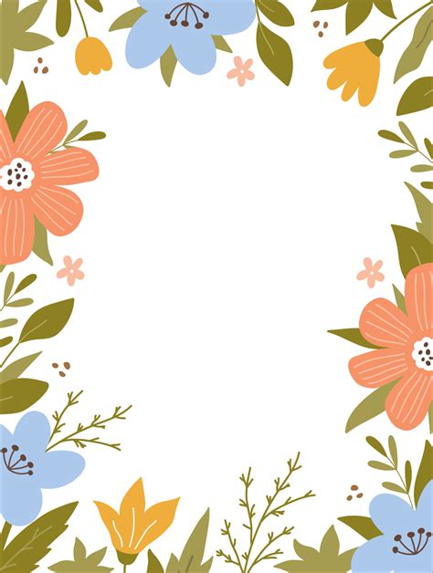 Frame With Cute Flowers And Leaves Botanical Background Perfect For Decorations Greeting