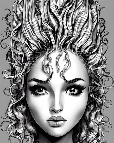 Black And White Coloring Page Of A Blonde Bombshell · Creative Fabrica