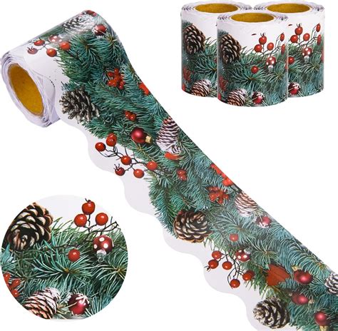 Amazon Feet Christmas Bulletin Board Borders Red Berries Pine