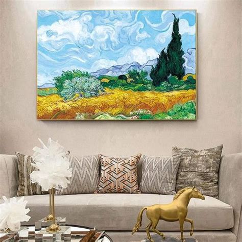 Van Gogh Champ De Bl Avec Des Cypr S Art Toile Impression Peinture