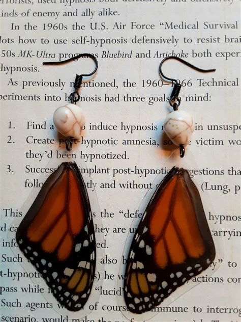 MK ULTRA Real MONARCH Butterfly Wing Earrings With Howlite Etsy