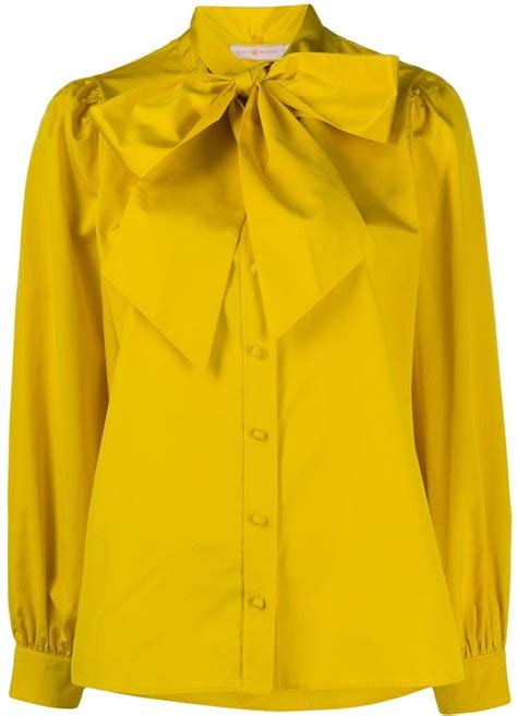 Tory Burch Pussy Bow Crepe De Chine Blouse ShopStyle Long Sleeve Tops