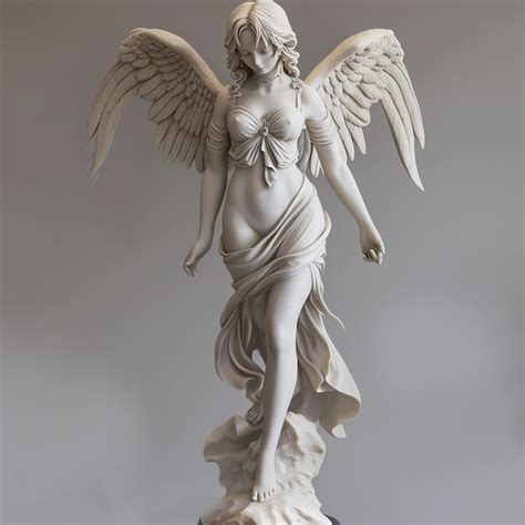 Premium Photo Statue Of Majestic Angel With Wings