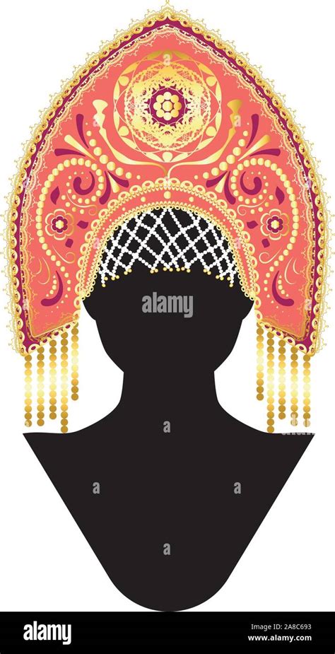 Fashion Traditional Female Russian Headdress Kokoshnik Design Illustration Stock Vector Image