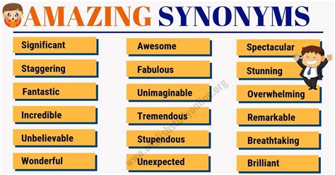 Amazing Synonym: List of 50 Awesome Words to Used Instead of Amazing ...