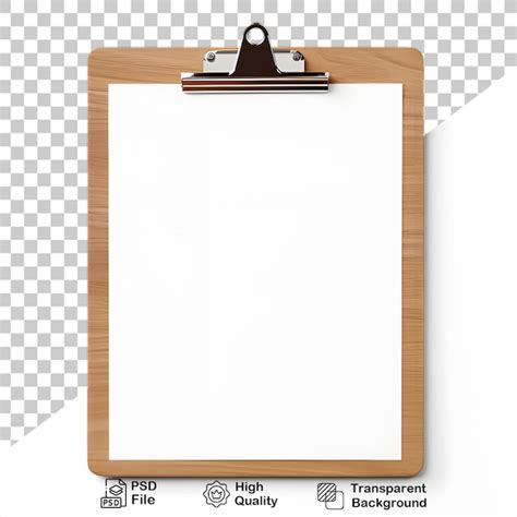 Premium Psd Wooden Clipboard With Blank Paper Isolated On Transparent