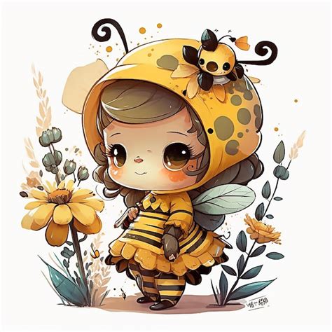 Premium Photo Cute Bee Kawaii