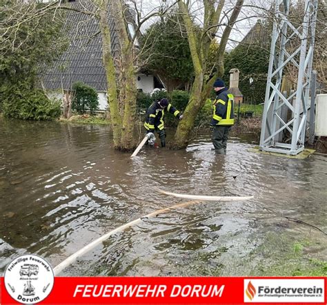 Stromverteiler Unter Wasser Freiwillige Feuerwehr Dorum