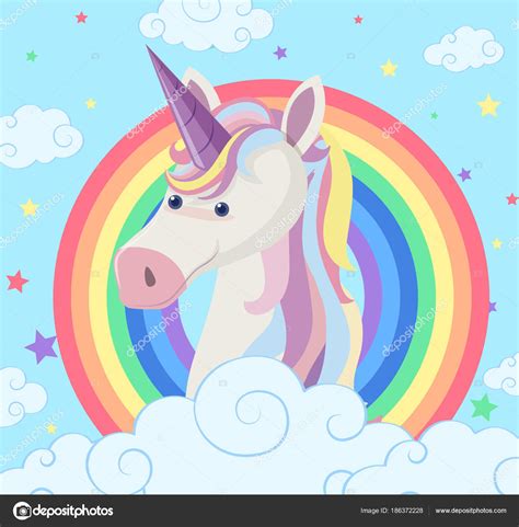 Licorne Sur Fond Arc En Ciel Image Vectorielle Par Brgfx Illustration