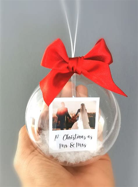 Personalised Photo Bauble First Christmas As Mr And Mrs Bauble