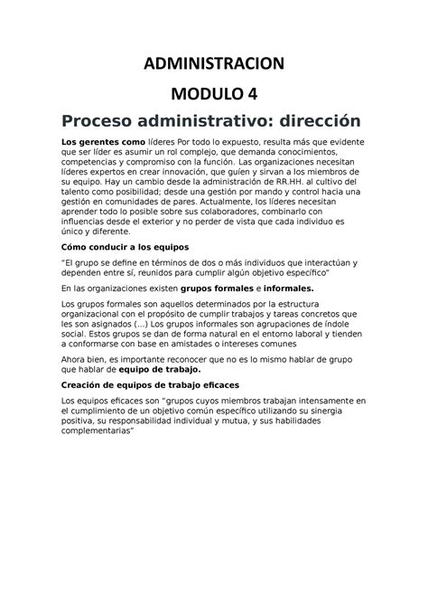 Administracion Modulo 3 Y 4 RESUMENES COMPLETOS DE LOS DOS MODULOS