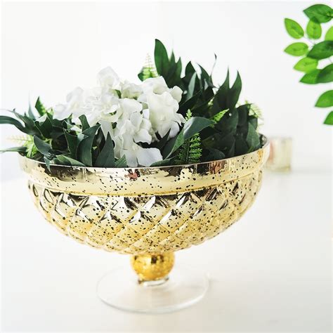 Gold Mercury Glass Compote Vase Pedestal Bowl Centerpiece Ehomemart