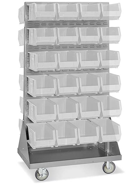 Panel Mobile Stackable Bin Organizer 15 X 8 X 7 Clear Bins H 3891c