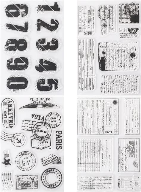 Amazon 4 Themes 34Pcs Clear Stamps Retro Rubber Stamps For DIY