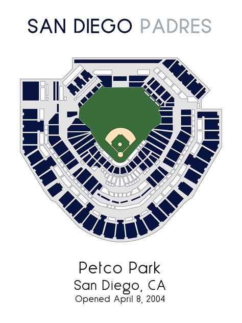 San Diego Padres Petco Park MLB Stadium Map Ballpark Map - Etsy Canada ...