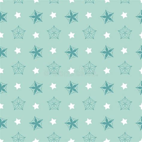 Emerald Green Decorative Seamless Pattern Star Asterisk on Dark ...