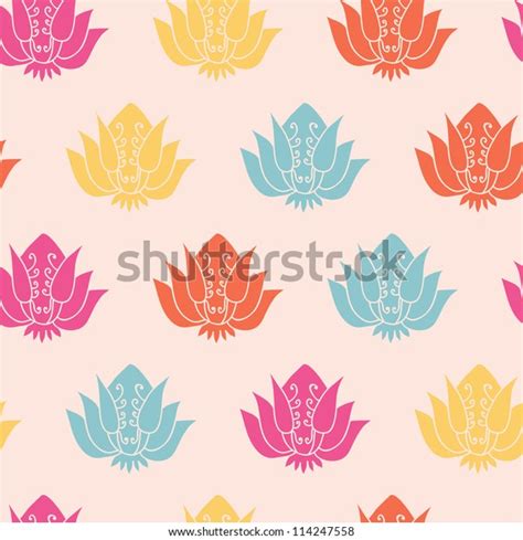 Seamless Pattern Lotus Flowers Vector Illustration Stock Vector Royalty Free 114247558