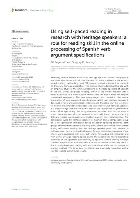 PDF Using Self Paced Reading In Research With Heritage Speakers A