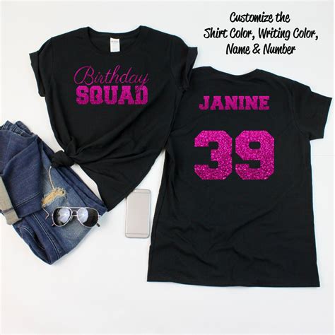 Birthday Squad Shirt With Script Writing Personalize The Etsy