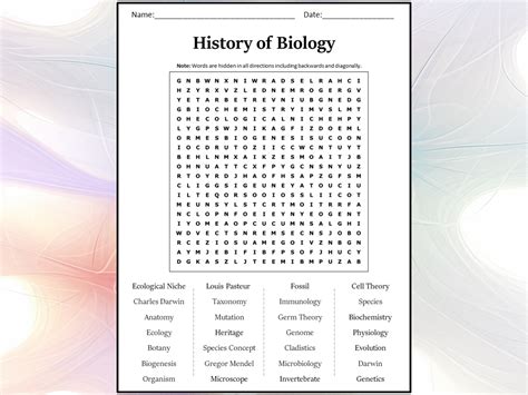 History Of Biology Word Search Puzzle Worksheet Activity Teaching