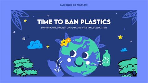 Premium Vector Plastic Pollution Awareness Facebook Ad Template Flat